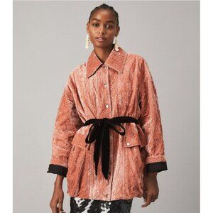Tory Burch Textured Pink Jacket with Black Belt